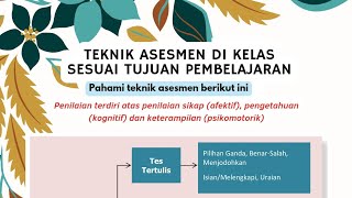 TEKNIK ASESMEN SESUAI TUJUAN PEMBELAJARAN (MATERI SOAL PPPK GURU 2023)