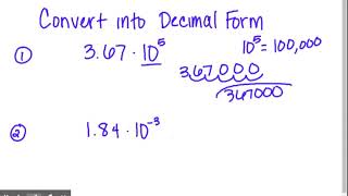 Scientific Notation to Decimal Form
