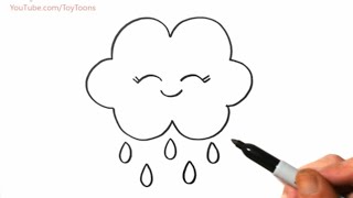 How to Draw a Cute Rain Cloud | Easy Step by Step Drawing