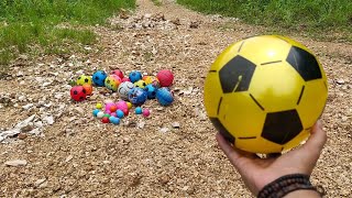 Lempar Lempar Bola Dari Bukit , Bola Basket, Bola Soccer, Bola Warna Warni, Bola Captain America