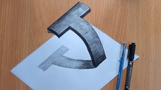 Very Easy - Drawing 3D Letter T - Trick Art with Pencil _ rongtuli drawing academy pabna