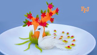 How to Make a Peacock | Radish Carving & Garnishing Ideas