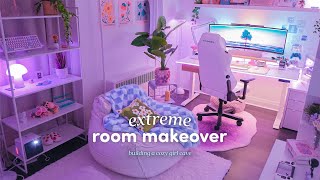 Building a cozy girl cave ☁️🪴 extreme room makeover ✨ ft. 4K BenQ X300G gaming p