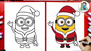 How to DRAW CHRISTMAS MINION : Step by Step Easy Tutorial