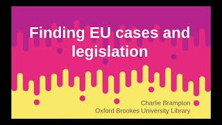 Finding EU cases and legislation