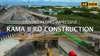 Driving along Rama II Road Construction site in Bangkok