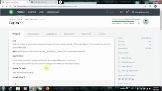 Tuples || Hash || Python 3 || HackerRank