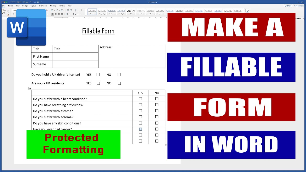 Word Template Fillable Fields