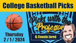 CBB Thursday 2/1/24 NCAA College Basketball Betting Picks & Predictions (February 1st, 2024)