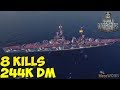 World of WarShips | Smolensk | 8 KILLS | 244K Damage -  Replay Gameplay 4K 60 fps