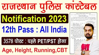 Rajasthan Police Constable Recruitment 2023 | Rajasthan Police Bharti 2023 Notification, Age, Post
