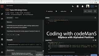 Codewars 6 kyu Replace with Alphabet Position Javascript
