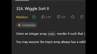 Leetcode 324 - Wiggle Sort II