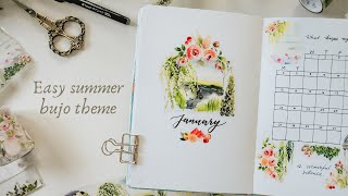 January Bullet Journal Setup ✨ Quick \u0026 Easy Summer Garden Theme