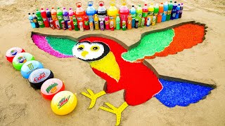 How to make Rainbow Owl with Orbeez, Balloons of Coca Cola, Monster, Fanta vs Mentos & Popular Sodas