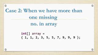 Single /Multiple Missing Number In Array
