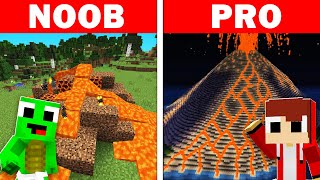 NOOB vs PRO: SECRET VOLCANO HOUSE BUILD CHALLENGE in Minecraft - Maizen JJ and Mikey Cash and Nico
