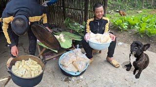 The orphan boy- peeled and boiled cassava to eat and sell, and planted cassava around the new land