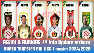 RESMI & RUMORS‼️ Info Update Bursa Transfer Pemain BRI Liga 1 - Musim 2024/2025 Terbaru Hari Ini