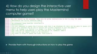 Programming Project: A Mastermind Computer Game by 20007415