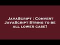 JavaScript : Convert JavaScript String to be all lower case?