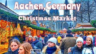 Aachen,Germany/ Walking tour in Aachen City 🎄Christmas Market 🎄4k HDR