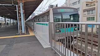 JR東日本E233系2000番台マト12編成　金町駅1番線発車as常磐線各駅停車我孫子行き　0240903 092255