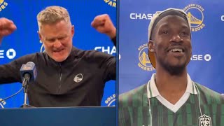 Steve Kerr's reaction to finding out the Warriors were the 8th Seed + Jimmy Butler jokes around