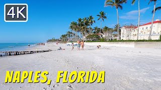 Walking along Naples Beach, Florida, February 2023, 4K Travel Video