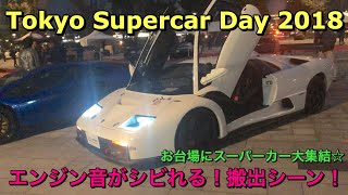 Tokyo Supercar Day 2018 Lamborghini Ferrari etc Acceleration!東京スーパーカーデイ 2018 搬出シーン