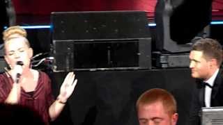 Fan sings with Michael Buble at XL Center