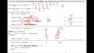 VB Tracing Arrays Worksheet 1