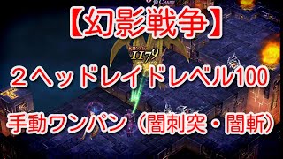 【幻影戦争】２ヘッドレイドレベル100　手動ワンパン（闇刺突・闇斬）