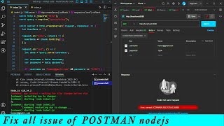 Postman Node js API request Testing/Fixing/installing