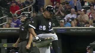 CWS@MIN: Garcia takes his anger out on his bat