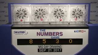 Midday Numbers Game Drawing: Thursday, September 21, 2017