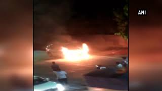 Car catches fire near railway station in Pune