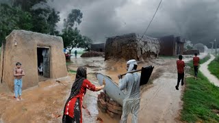 Very Heavy Rain In Pure Mud House Punjab Village Pakistan | Rain In Our Village