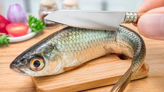 สูตรทอดปลาบลูมมิ่งจิ๋วแสนอร่อย 🐟 ทำอาหารจิ๋วในครัวจิ๋ว - วิดีโอ ASMR