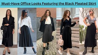 2024 Office Fashion Hacks: Elevate Your Style with a Black Pleated Skirt | pleated skirt outfits