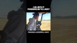 心地善良又漂亮的女孩，心疼老人不易，主动开收割机帮忙收麦子并送回家中，愿好人一生平安！#感动#感恩#正能量