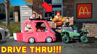 McDonalds Drive Thru In Our TOY CAR POWER WHEELS! | The Royalty Family