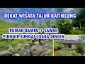 Jual Rumah Villa Kayu + Sawah + Kolam Ikan Pinggir Sungai Dekat Wisata Tajur Katineung Luas 4000 m2