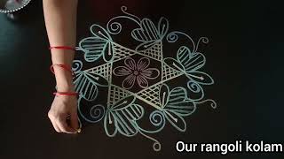 Easy \u0026 Simple rangoli for Aani month / easy muggulu / ஆனிமாத பூக்கோலம்@Ourrangolikolam