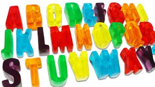 Learn Rainbow Colors & Spelling with Rainbow Jello Gummy Alphabet!