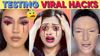 Testing Out * VIRAL* WEIRD Makeup Hacks🫣 Went Wrong Very ☠️ Dangerous Don't TRY AT HOME 🤯