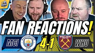 MAN CITY \u0026 WEST HAM FANS REACTION TO MAN CITY 4-1 WEST HAM | PREMIER LEAGUE FAN REACTIONS