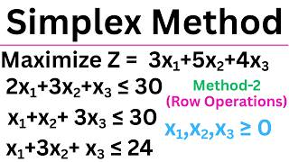 Simplex Maximization in One Shot | Example Problem | Lecture-33