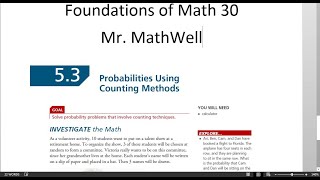 FM 30 5.3 Probabilities Using Counting Methods