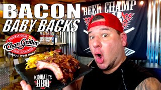 Bourbon Bacon Crusted Baby Back Ribs on Char-griller Gravity 980